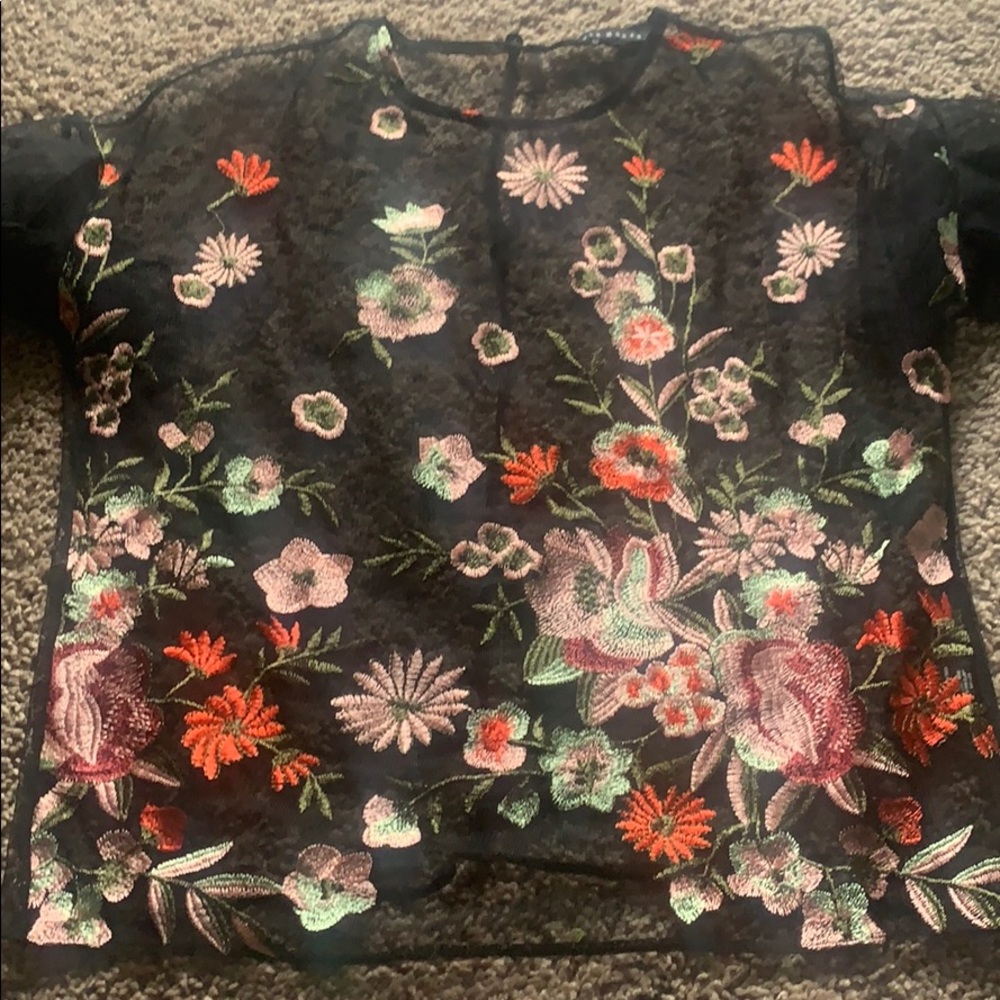 Mesh floral shirt